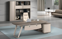 Bureau de direction moderne en bois de luxe en forme de L avec rangement, table de réunion pour bureau de patron