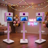 Photomaton à cadre métallique 9:16, ordinateur tout-en-un, photomaton de fête, photomaton de mariage avec lumières RGB et boîte volante
