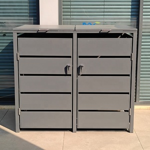 Open Top Double <strong>Wheelie</strong> <strong>Bin</strong> Storage Sheds with Rolling <strong>Covers</strong> Rectangular Metal Eco-Friendly Outdoor - Product Image 3