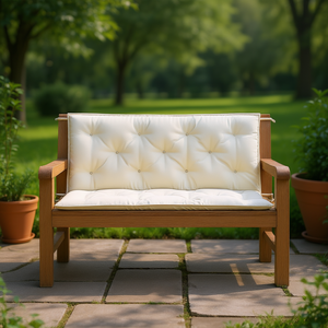 Juego de 2 cojines para banco de jardín Mr.Ramino, color blanco crema, acolchados, resistentes al agua, extraíbles, lavables, para todas las estaciones - Product Image 2