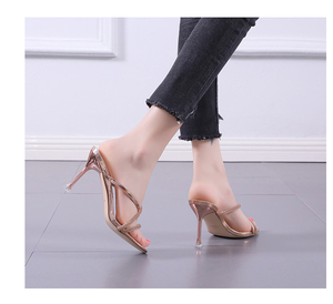 2025 Summer New Slim Band Rhinestone Sexy Thin <b>Heel</b> Net <b>Red</b> Women's Shoes High <b>Heels</b> Wear Versatile Sandals Outside - Product Image 5