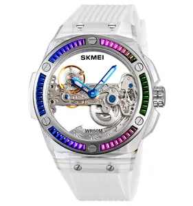 m032工厂skmei手表时尚皮革表带防水女士自动男士机器手表