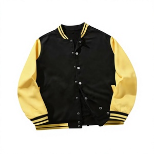 New Casual Men Streetwear Cool Varisty <b>Jacket</b> <b>Leather</b> Versity University Bomber College <b>Jacket</b> Button Closure Regular Fit Autumn - Product Image 1