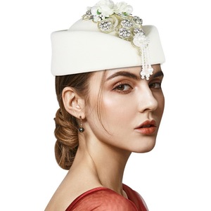 Béret polyvalent en feutre de laine pour <span class=keywords><strong>femme</strong></span>, style rétro britannique, pour hôtesse de l'air, <span class=keywords><strong>chapeau</strong></span> de <span class=keywords><strong>cérémonie</strong></span> en laine - Product Image 6