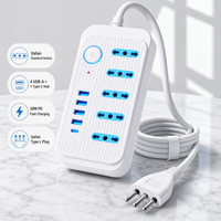 Italienischer Standard Chile Uruguay 5-Loch-Wandsteckdosenpanel mit 4 USB-Anschlüssen für Büro- und Haushaltsgebrauch