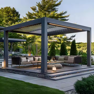 Pergola moderne bioclimatique électrique en aluminium à persiennes murales <span class=keywords><strong>6x4</strong></span> étanches avec cadre en métal pour application dans le jardin - Product Image 6