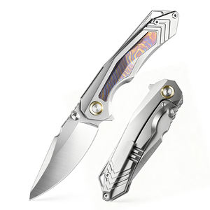 Couteau pliant <span class=keywords><strong>à</strong></span> manche en alliage de titane Timascus, système Liner Lock, acier VG-10, pour <span class=keywords><strong>la</strong></span> chasse, <span class=keywords><strong>le</strong></span> camping et les activités de plein air, couteau de poche DIY - Product Image 1