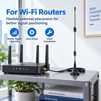 Antenne WiFi magnétique Lanyi 2,4 GHz 5 GHz RP-SMA mâle externe double bande avec indice de protection IP67, gain 2-12 dBi pour routeur et adaptateur sans fil