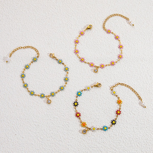 สร้อยข้อมือดอกไม้เครื่องประดับโซ่ดอกเดซี่ชุบทองสำหรับผู้หญิงเครื่องประดับแฟชั่น - Product Image 2