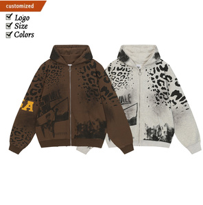Sweat à capuche d'hiver pour homme de <span class=keywords><strong>marque</strong></span> de créateur, imprimé numérique Hot Diamond MIXED EMOTION, zippé, streetwear, 100% coton, coupe oversize - Product Image 5