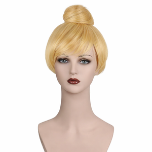 Peluca de cosplay unisex de Tinker Bell, estilo moño corto dorado, fibra de monofilamento para fiestas temáticas de hadas, disfraz de Halloween - Product Image 2