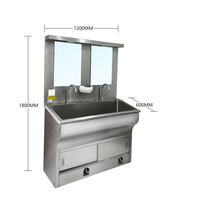 Évier portable en acier inoxydable à commande au pied pour 2 personnes, mobilier hospitalier, lavabo pour les mains 1200*600*1800mm
