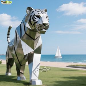Zoo entrada decoración feroz vida silvestre arte Acero inoxidable Tigre estatua escultura - Product Image 5