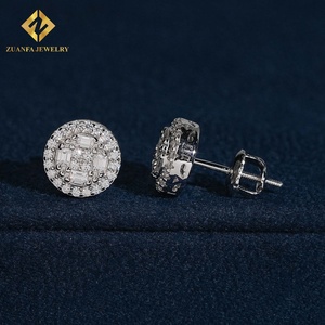 Trendy Jewelry VVS Iced Out Silver Moissanite Stud <b>Earrings</b> Screw <b>Back</b> Wedding Gift Women - Product Image 4