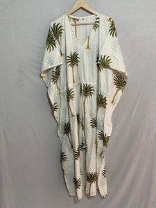 Boho Style <b>Kaftan</b> Dress Women's Floral Print <b>Long</b> Dress Relaxed Fit Drawstring Waist Gathered Casual Wear Outfit - Product Image 1