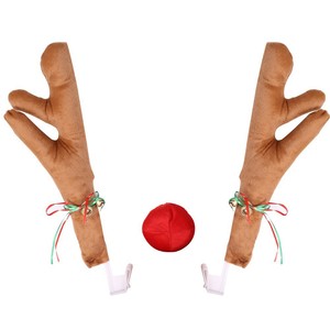 Decoración al aire libre Elk Antler Car Vehicle Nose Horn Costume Decor Set Rudolph Christmas <span class=keywords><strong>Reno</strong></span> Antlers Red Nose Ornaments - Product Image 1