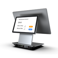 ZOLON AS16A Punto de Venta con Pantalla Dual de 15.6"+10.1" Táctil NFC Android 14 GMS, Caja Registradora con IA NPU para Interacción con el Cliente, MOQ Bajo de 10 Unidades