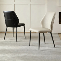 Chaise de salle à manger moderne en cuir matelassé motif griffe de chat, chaise d'appoint rembourrée, chaise à dossier haut avec pieds en acier carbone pour salle à manger, cuisine, hôtel