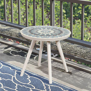 रसोई के लिए प्लास्टिक शीर्ष मोज़ेक पैनल सामग्री के साथ kd आउटडोर गोल पैटिओ टेबल टेबल टेबल - Product Image 3