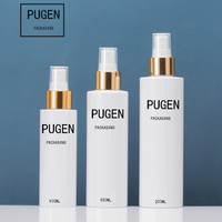 Bouteille pulvérisateur fine en plastique PET blanc de 50 ml à 500 ml avec pompe dorée ou argentée, en stock, pour shampoing, sérigraphie, faux cils