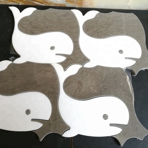 Đá cẩm thạch trắng hiện đại và đá nâu cá heo khảm gạch Thiết kế sàn gỗ cho trang trí tường nội thất cho khách sạn - Product Image 3