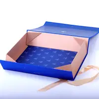 Eco benutzer definierte Kinder Kleider Kinder Kleidung Geschenk verpackung falten Magnet box blau Luxus Leinen bedeckt Papier box für Mädchen Jungen