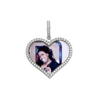 Collier Pendentif Cœur Personnalisé avec Photo, en Cuivre et Moissanite, Bijou Photo Souvenir Hip-Hop pour Couple et Famille, Vente en Gros