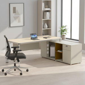 Bureau de direction avec cadre en PVC, design contemporain et moderne, résistant à la rouille et aux rayures, tiroir de rangement, utilisation commerciale/au bureau à domicile - Product Image 2