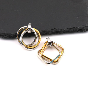 Pendentif géométrique en alliage à trois anneaux pour la fabrication de colliers, formes carrées et circulaires, composants de bijoux en métal plaqué - Product Image 5