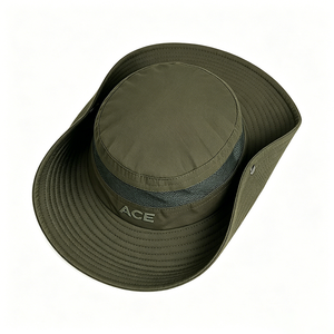 Chapeau de safari Boonie d'été de haute qualité à séchage rapide, à large bord, avec fermeture latérale à pression, bande en maille ventilée, logo brodé personnalisé, léger et anti-UV - Product Image 4