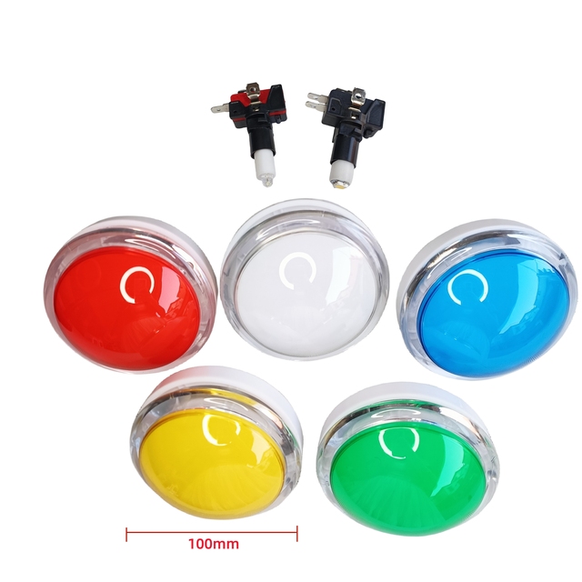 Arcade Games Switches Accessories 100mm Plastic Colorful Start Button with LED Illuminated Push Buttons JSJM