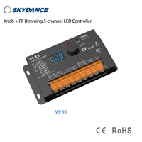 Contrôleur LED 5-en-1 à 5 canaux à tension constante 12-48VDC pour bandes LED monochromes, à température de couleur, RGB, RGBW, RGB+CCT