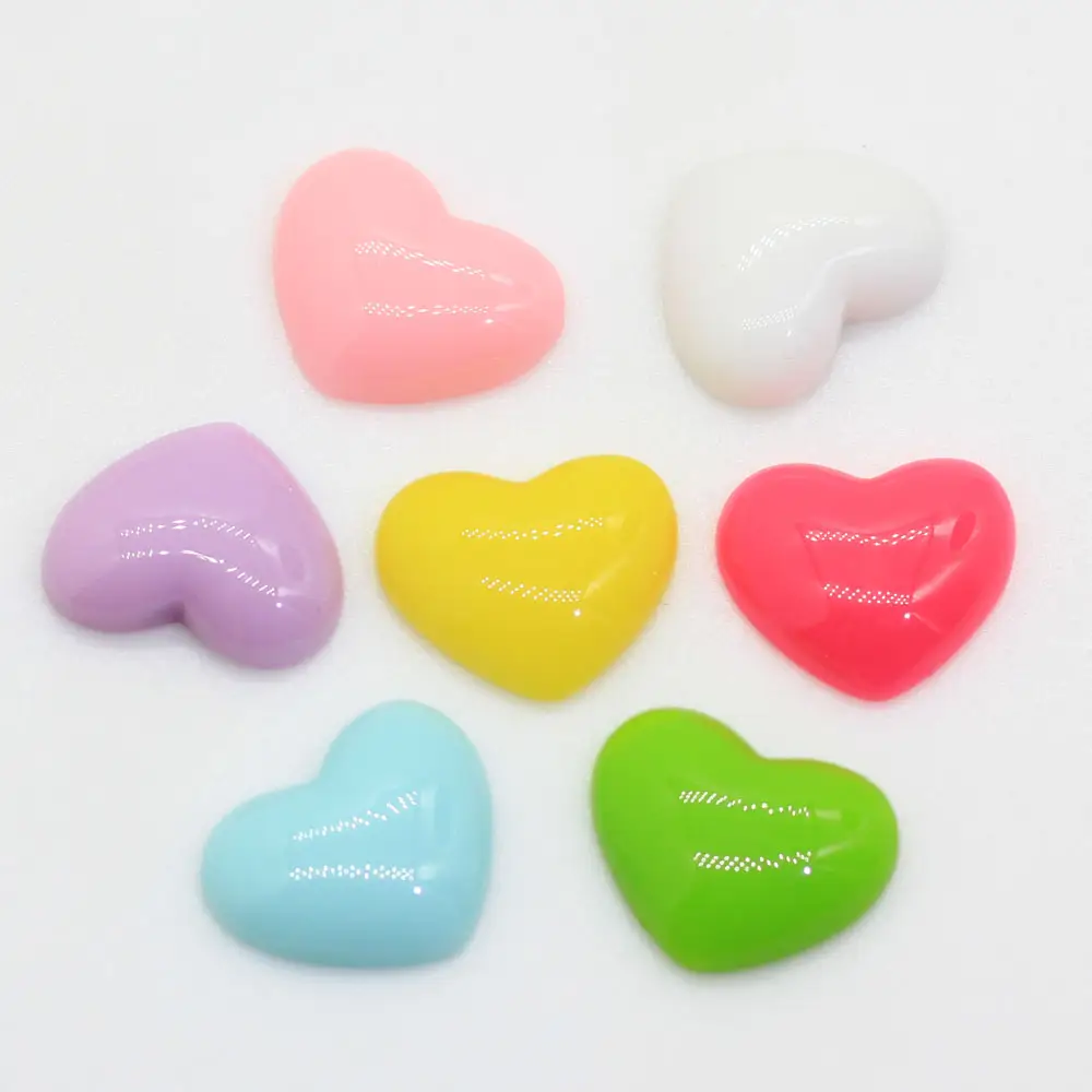 100 Pcs Mixed Resin Heart-shaped Flatback Cabochon Kawaii Bead Fridge Magnet Scrapbook DIY Accessories Buttons Heart Crafts