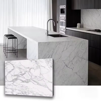 Dessus de vanité Pierre frittée Quartz Pierre artificielle Dessus blanc Feuille de marbre Acrylique Surface solide Dalles de granit Comptoir de cuisine