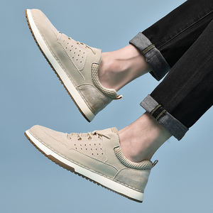 Chaussures de marche décontractées en cuir de qualité pour hommes, chaussures de skate confortables pour l'extérieur - Product Image 5