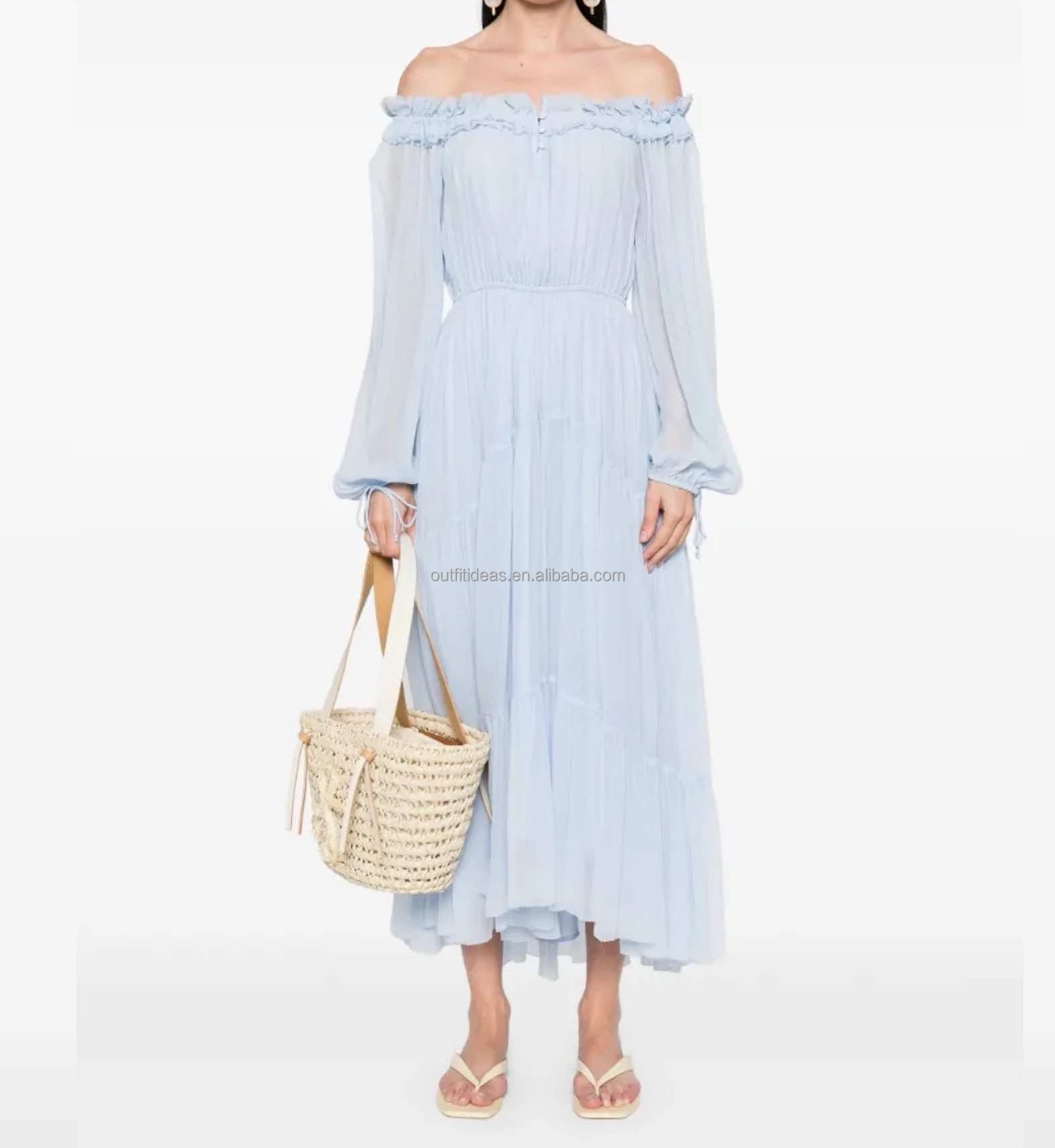 Shop Our Top Quality Women's Maxi Clothing - Light Blue Chiffon Dress