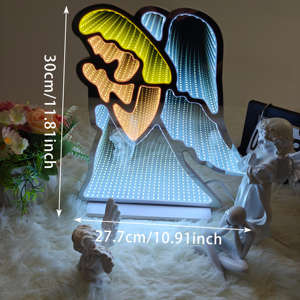 Lámpara de Pared de Plástico con Luces LED 3D de Espejo Infinito de Ángel, Iluminación Decorativa de Ilusión Óptica para el Hogar, Centros Comerciales y Regalos, Resistente al Agua IPX3 - Product Image 2