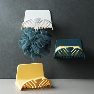 Jabonera de pared para baño, soporte de plástico sin perforaciones con drenaje de agua - Product Image 3