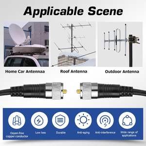 Câble <span class=keywords><strong>coaxial</strong></span> <span class=keywords><strong>CB</strong></span> de 20 pieds RG8x UHF certifié CCC à faible perte, adaptateur d'antenne radio HAM 50 ohms en cuivre, adaptateur RF mâle vers mâle - Product Image 3