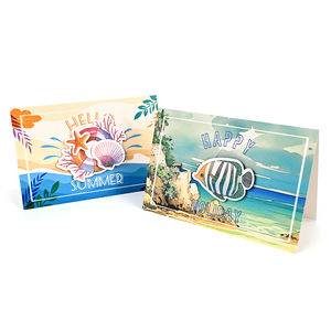 Vente en gros de carapaces de <span class=keywords><strong>mer</strong></span> personnalisées, autocollants 3D pour les bonnes vacances d'été pour enfants, cartes de remerciement, carte de vœux cadeau avec enveloppe - Product Image 1