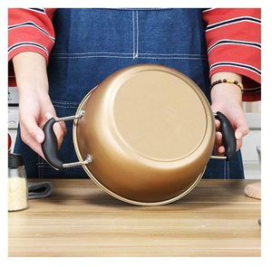 Karbon çelik kalınlaşmış altın lüks yapışmaz TENCERE SETİ 16cm süt pişirme kabı + 22cm çorba tenceresi + 32cm kızartma tavası pişirme - Product Image 4