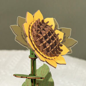 Robotime US Entrepôt Décoration de Bureau Assembler Bois Artisanat TW011 DIY 3D Bois Tournesol Enfants Puzzles - Product Image 4