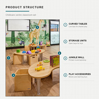 Ensemble de meubles préscolaires, table courbée en bois et boîtes de rangement, meubles pour enfants Montessori, garderie, crèche, salle de classe