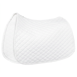 White Quilted Horse Saddle Pad | Breathable Cotton <b>Equestrian</b> Saddle Cloth | Shock Absorbing Riding Pad for Horse & Pony - Product Image 1