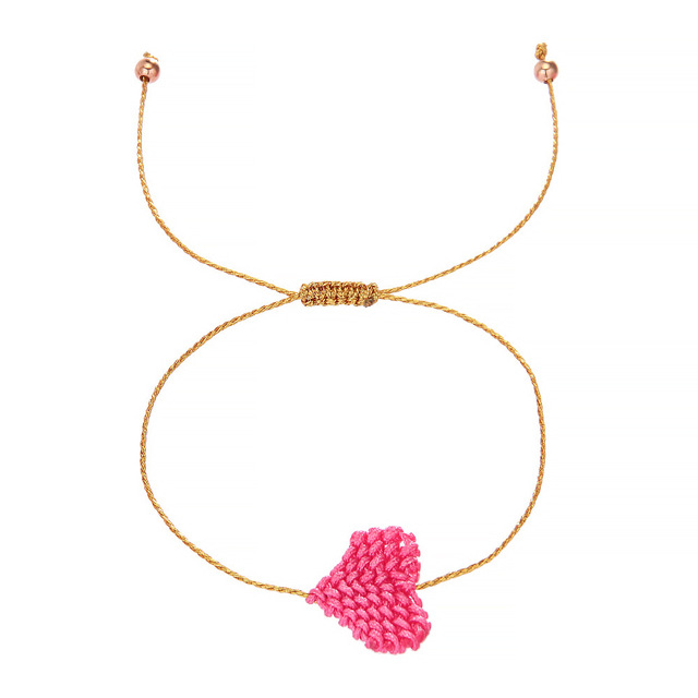 Handmade Wax Thread Minimalist Braided Macrame Heart Solid Color Friendship Rope String Bracelets