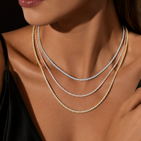 Collier tennis en moissanite, argent sterling 925, 2 mm, couleur D, VVS1, chaîne de diamants glacés pour femmes et hommes, testé par GRA