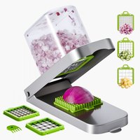 Hachoir à légumes multifonctionnel en acier inoxydable, lames métalliques, coupe-oignon manuel durable, trancheuse à salade, hachoir à pommes de terre, outil de cuisine