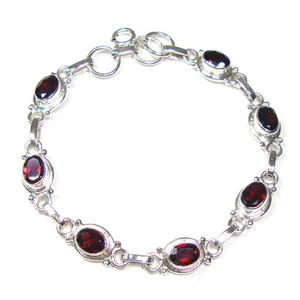 สร้อยข้อมือพลอยโกเมนสีแดงเงินสเตอร์ลิงแท้สร้อยข้อมือน้ำหนักเบาออกแบบใหม่ทันสมัย - Product Image 3