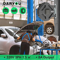 DARYOU – bobine de rallonge rétractable 32 pieds, cordon d'alimentation robuste, prises de terre, Triple robinet éclairé, disjoncteur 8amp