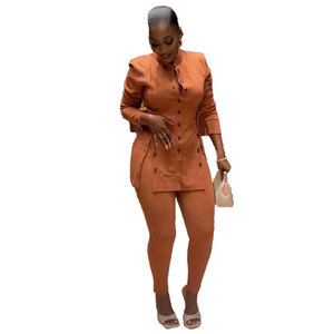 Euro-americano K3137 Sexy collant in raso sottile vestito caldo di vendita manica lunga con spacco con bottone Casual aderente tinta unita - Product Image 5